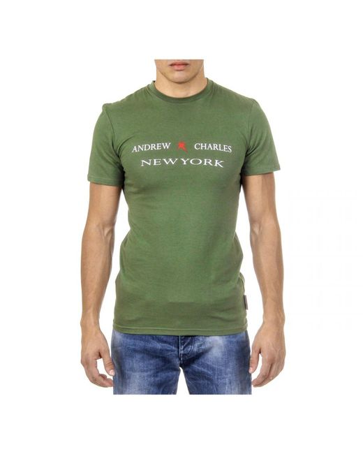 Andrew Charles by Andy Hilfiger Green T-Shirt Short Sleeves Round Neck Keita for men