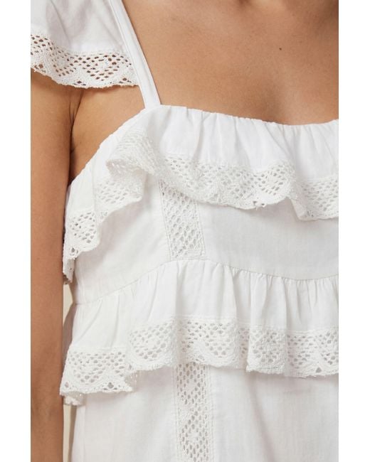 Nasty Gal White Cotton Voile Lace Insert Cap Sleeve Playsuit