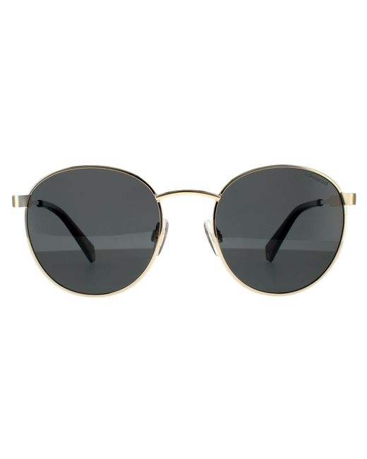 Polaroid Gray Round Polarized Sunglasses Metal