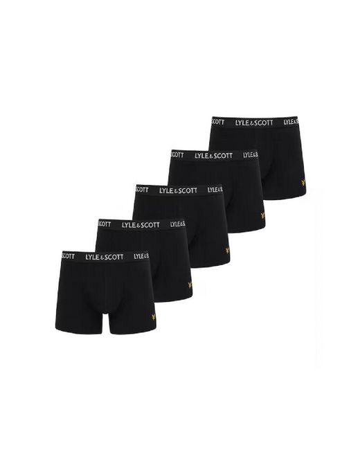 Lyle & Scott Black 5 Pack Underwear Trunks for men