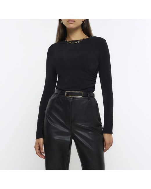 River Island Black Top Ruched Long Sleeve