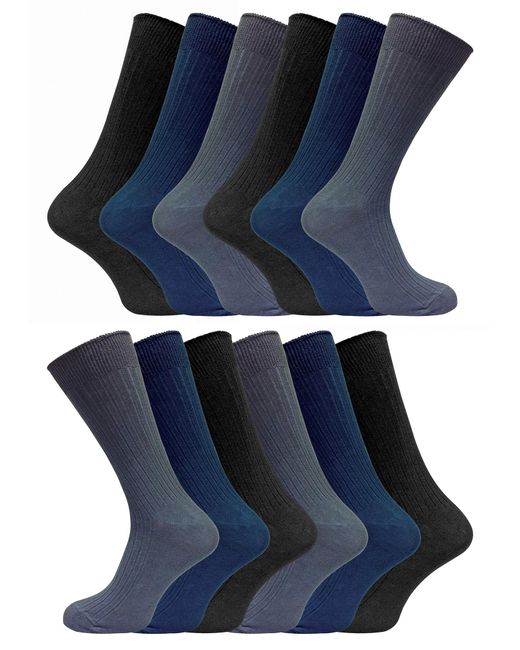 Sock Snob Blue 12 Pair Multipack 100% Cotton Socks for men