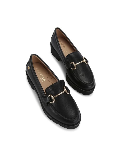 Carvela Kurt Geiger Black Leather Snap Chunky Loafers