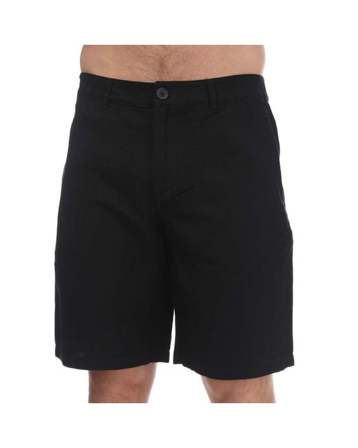 ARMANI EXCHANGE Black Linen Rayon Twill Shorts for men