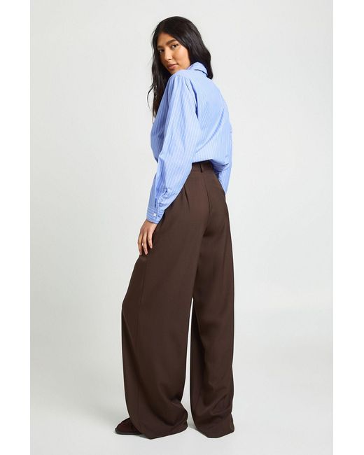 Boohoo Brown Tall Straight Leg Trousers