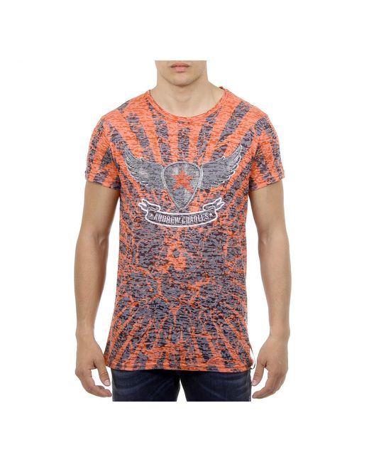 Andrew Charles by Andy Hilfiger Red T-Shirt Short Sleeves Round Neck Caleb for men