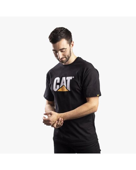 Caterpillar Black Trademark Logo Cotton T-Shirt for men