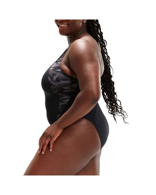 Speedo Black Womenss Hyperboom Splice Muscleback Swimsuit
