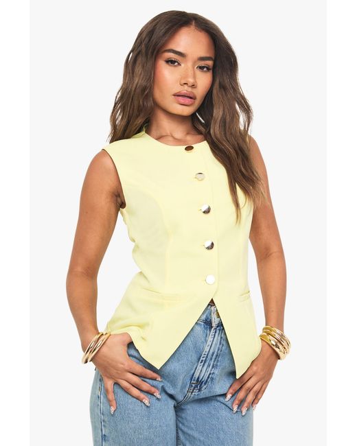 Boohoo White Button Tailored Waistcoat