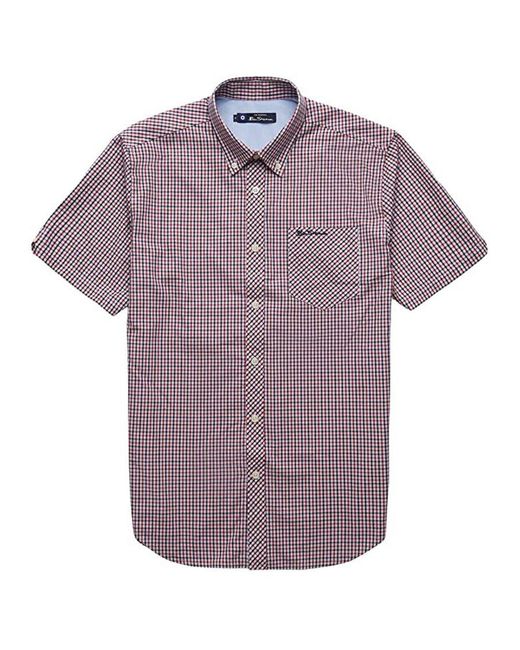 Ben Sherman Purple Checkered Oxford Shirt Cotton for men