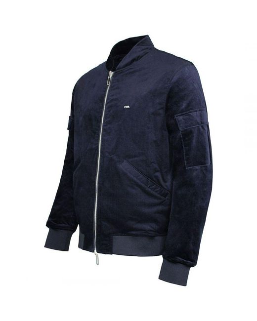 Armani Blue Emporio Reversible Bomber Jacket Cotton for men