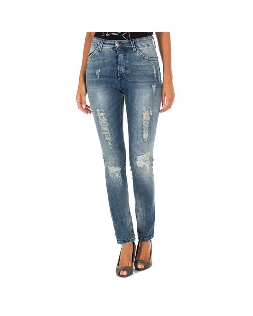 Met Blue Long Denim Pants With Straight Hem Cut 10Db50280