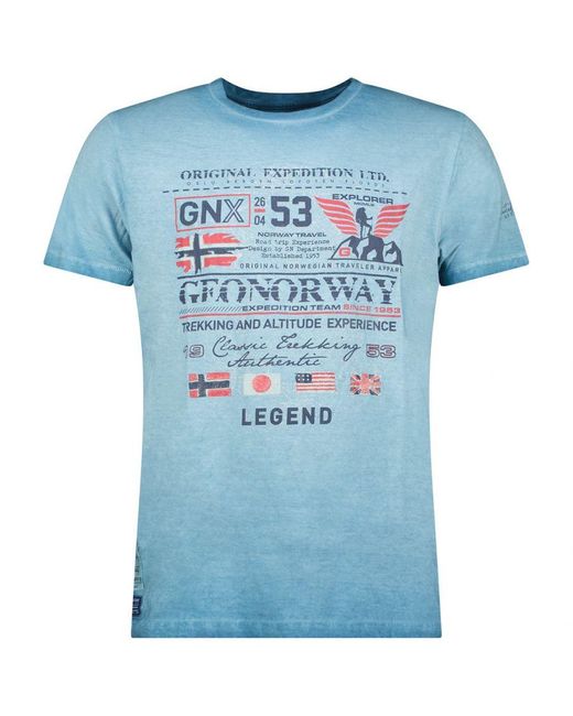 GEOGRAPHICAL NORWAY Blue Short Sleeve T-Shirt Sw1562Hgno for men
