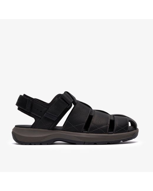 Clarks Black Guideview Cove Leather Sandals for men