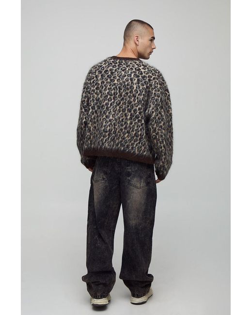 BoohooMAN Black Loose Baggy Rigid Washed Jeans for men