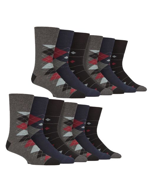 Gentle Grip Black 12 Pairs Cotton Socks for men