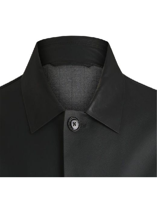Boss Black Solid Patterned Front Pocket Woven Cuff Over Coat for men