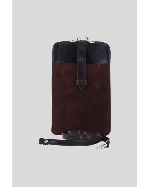 Ashwood Leather Black Real And Suede Slim Crossbody Phone Pouch With 8 Card Slots