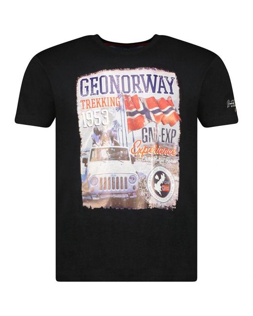 GEOGRAPHICAL NORWAY Black Jalibu Short Sleeve T-Shirt for men