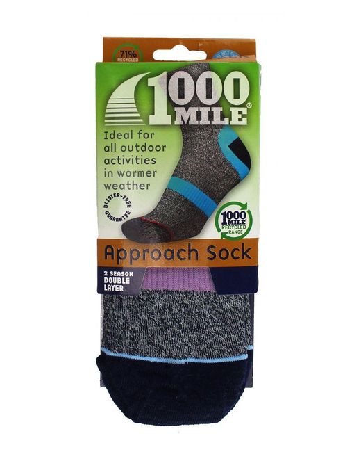 1000 Mile Socks Blue Approach Repreve Double Layer Breathable Anti Blister for men