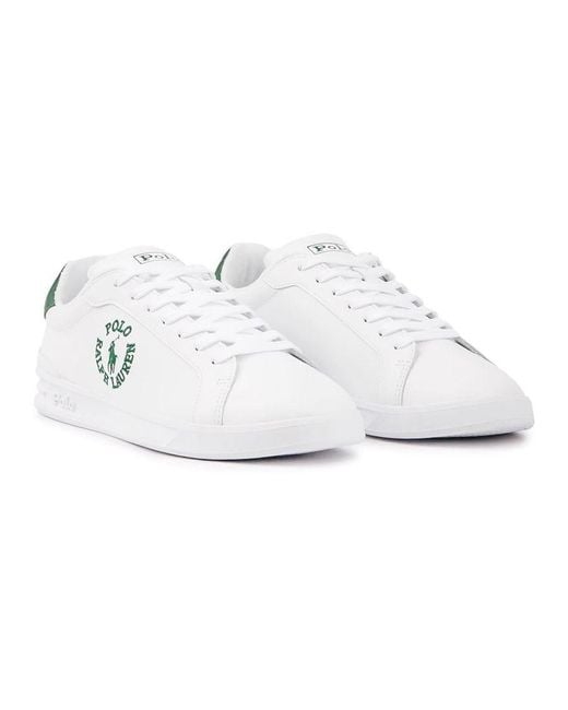 Ralph Lauren White Polo Heritage Circle Logo Trainers for men