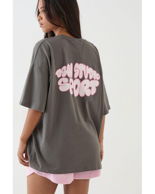 DSGN Studio Gray Sport Bubble Print Oversized T-Shirt