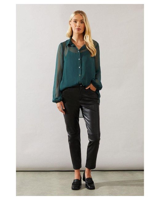 Wallis Green Petite High Low Hem Shirt