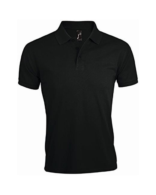 Sol's Black Prime Pique Plain Short Sleeve Polo Shirt for men