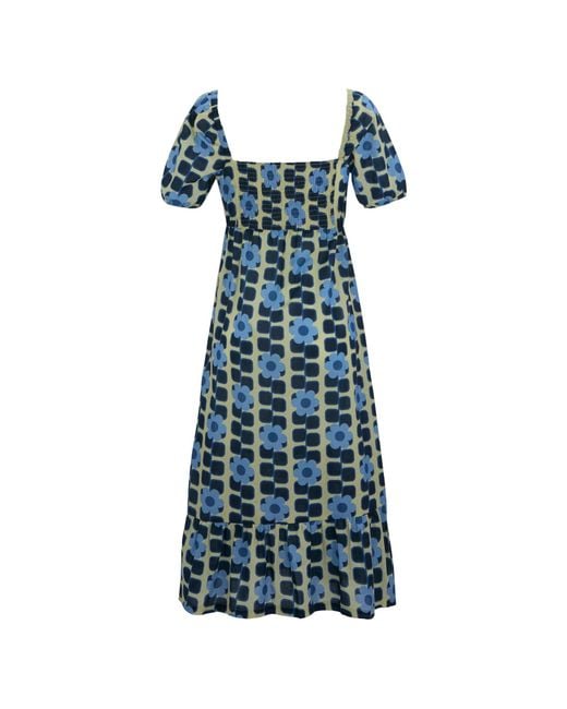 Regatta Blue Ladies Orla Kiely Giant Flower Summer Midi Dress Cotton