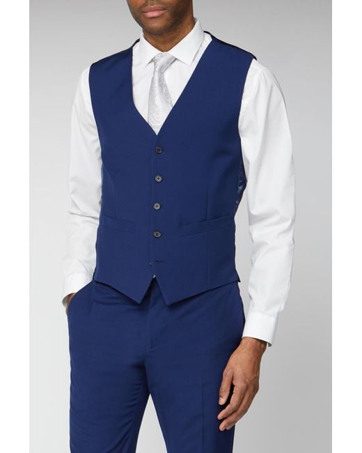 Occasions Blue Plain Vest for men