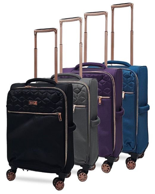 Infinity Leather Cabine 4-wielbagage Reizen Zachte Lichtgewicht Tas in het Blue
