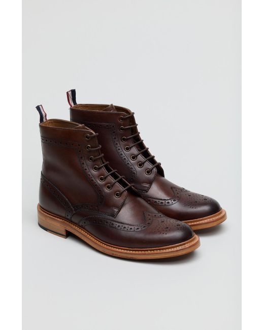 Ben Sherman Brown Arthur Leather Mocha Boots for men