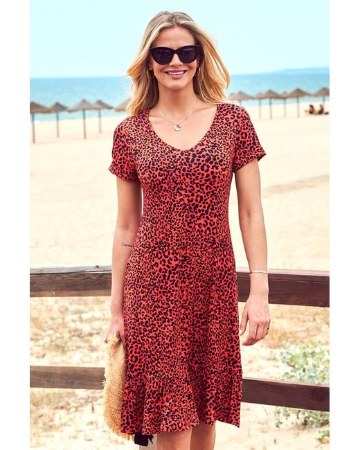 Sosandar Multicolor Leopard Print Relaxed Fit Jersey Dress