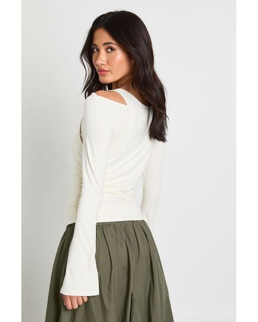 Boohoo Natural Soft Double Layer Long Sleeve Top