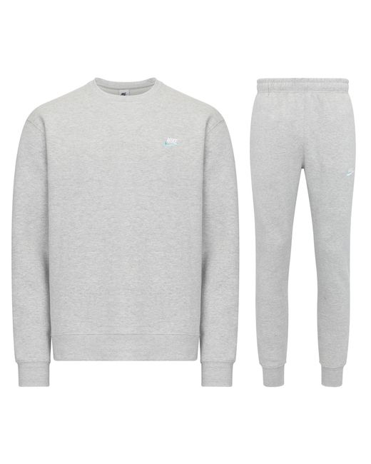 Nike White Sportswear Club Fleece Crew Neck Tracksuit Cotton for men