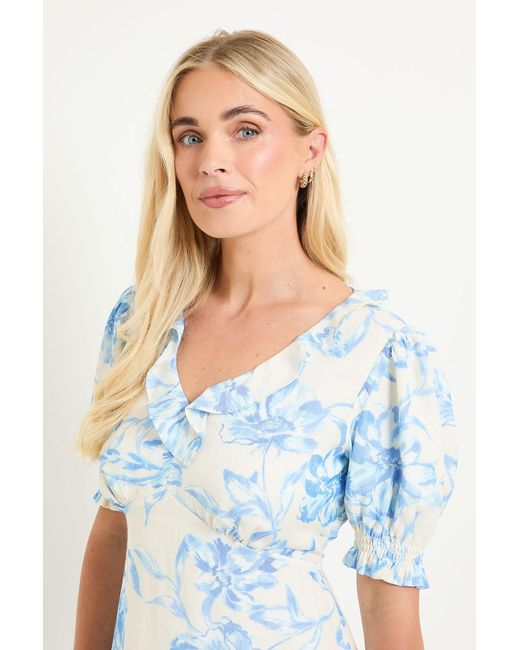 Wallis Blue Petite Summer Floral Tea Dress