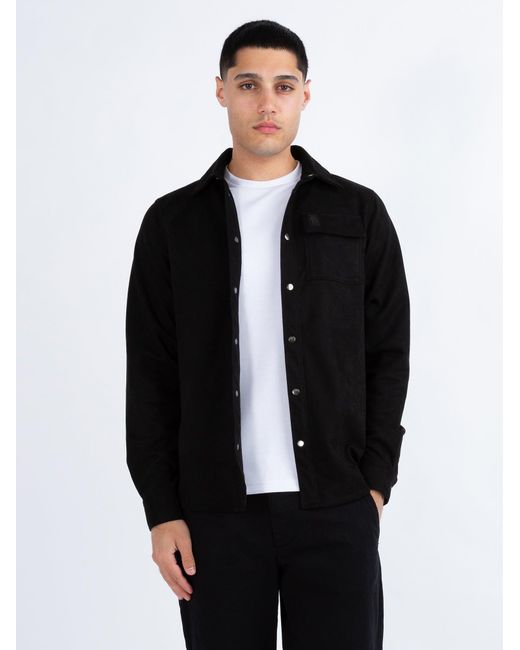 Luke 1977 Black Donovan 1000 Premium Faux Suede Overshirt for men