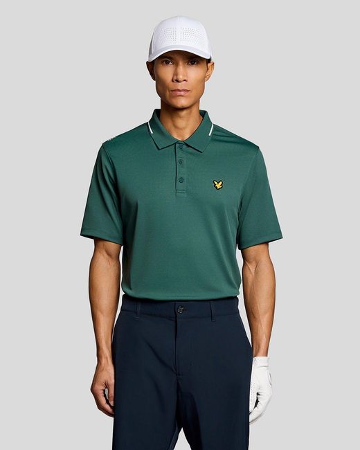 Lyle & Scott Green Tipped Technical Polo Shirt for men