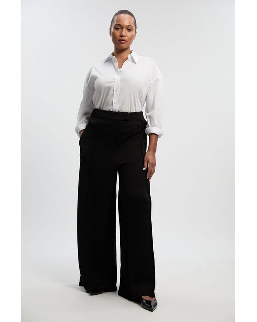 Karen Millen White Plus Size Ponte Wide Leg Trouser