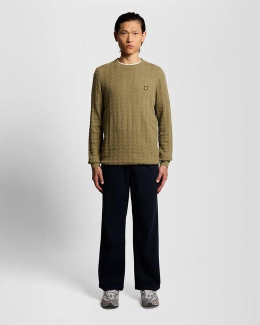 Lyle & Scott Green Linen Blend Ribbed Crew Neck Jumper