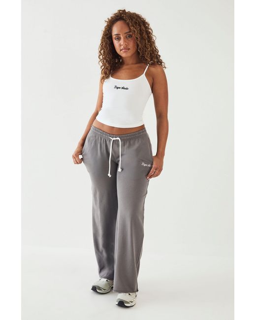DSGN Studio White Contrast Drawcrod Low Rise Loopback Straight Leg Jogger