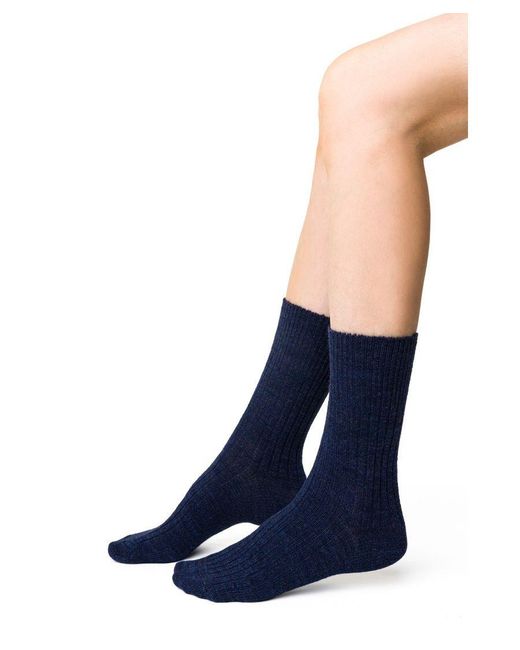 Steve Madden Blue Alpaca Socks For Winter