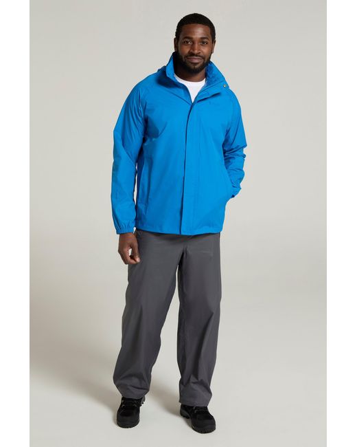 Mountain Warehouse Blue 'Pakka Ii' Waterproof Packable Breathable Hooded Full Zip Jacket for men