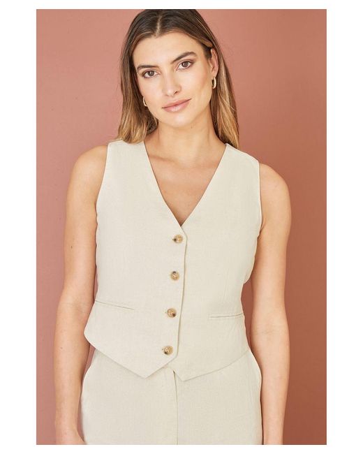 Yumi' Natural Sustainable Cotton And Ramie Waist Coat Vest