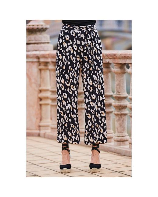 Sosandar Multicolor Leopard Print Culotte Trousers