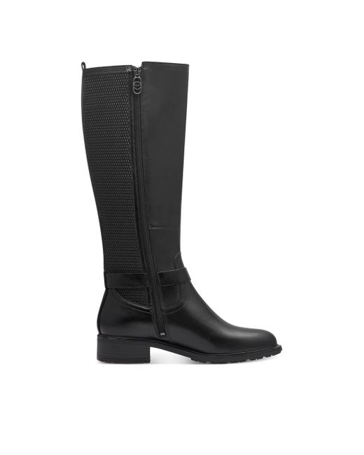 Tamaris Black Leather Knee High Riding Boots
