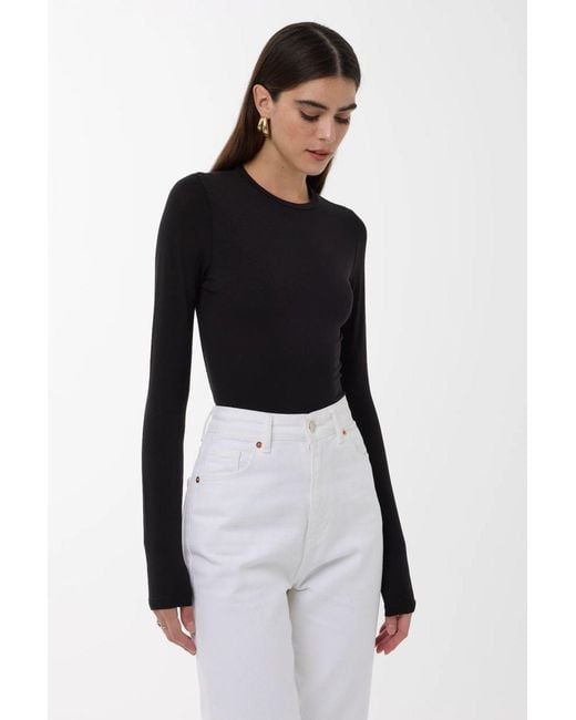Hiccup Black Slim Fit Crew Neck Long Sleeve Top