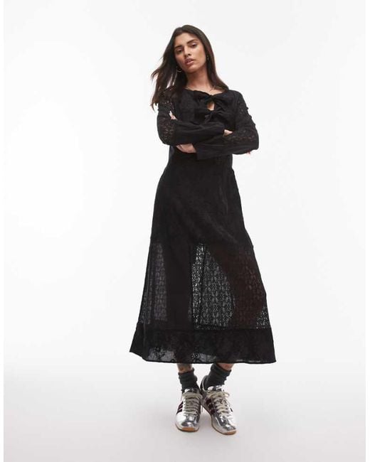 Résumé White Broderie Midaxi Dress With Front Ties