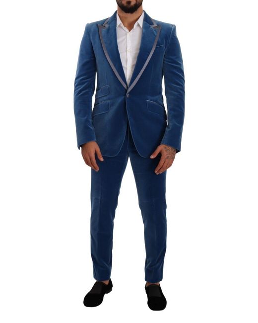 Dolce & Gabbana Blue Velvet Suit Slim Fit for men