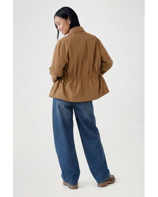 Boohoo Blue Cinched Waist Utility Jacket